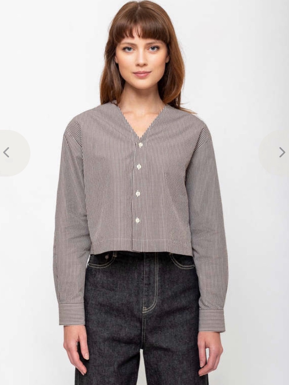 NICHOLSON & NICHOLSON Brown Check Button Front SHIRT size L